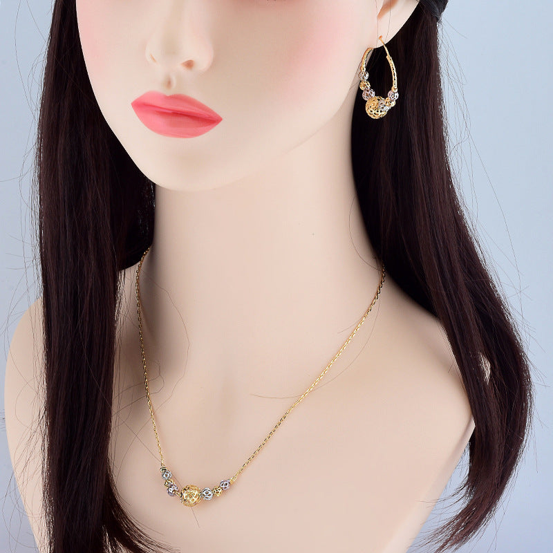 Multicolor Cutout Round Beads Necklace And Earrings