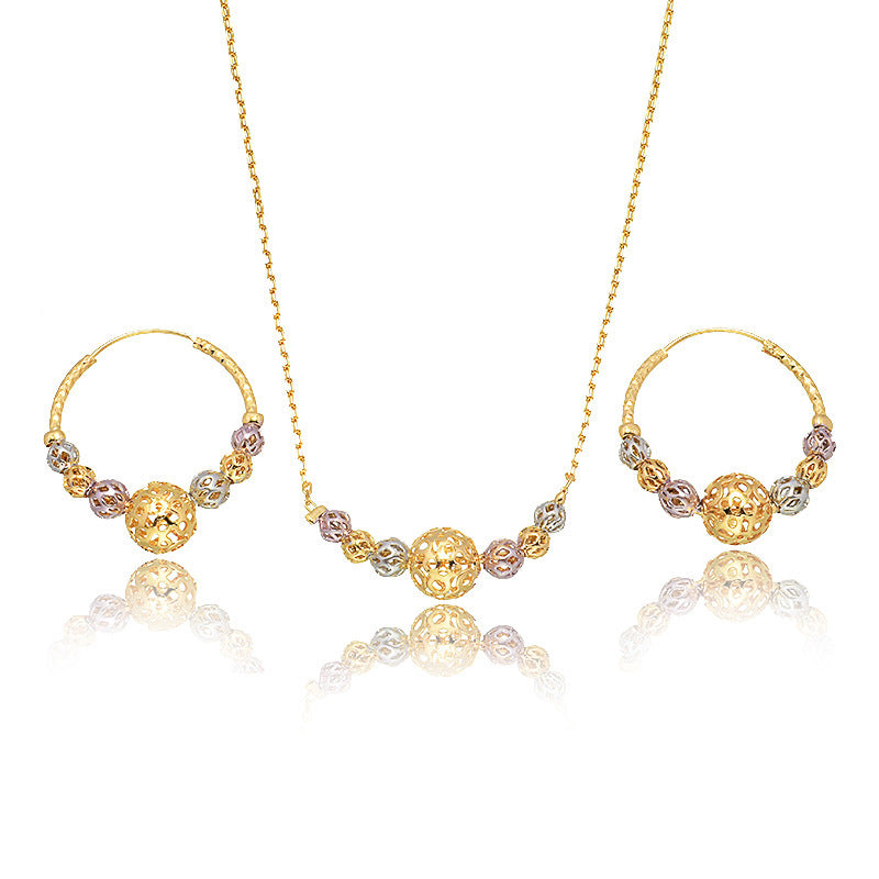 Multicolor Cutout Round Beads Necklace And Earrings