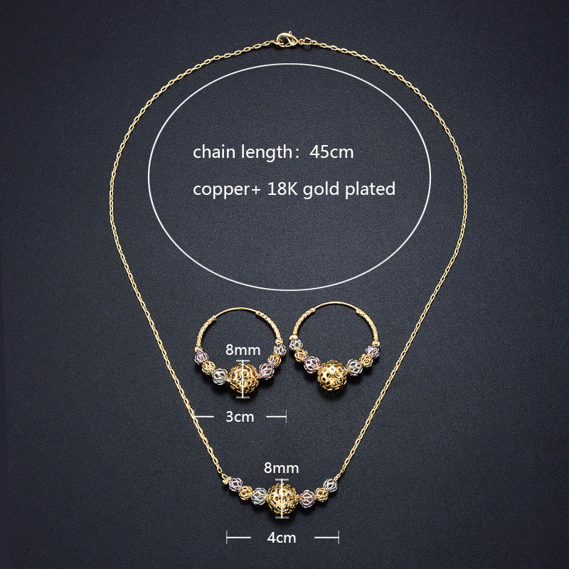 Multicolor Cutout Round Beads Necklace And Earrings