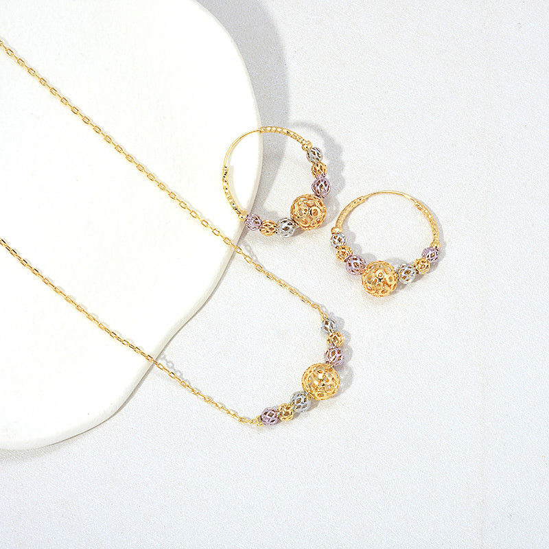 Multicolor Cutout Round Beads Necklace And Earrings