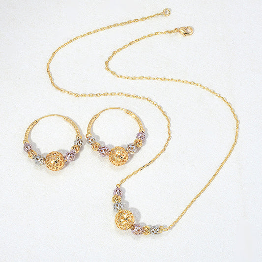 Multicolor Cutout Round Beads Necklace And Earrings